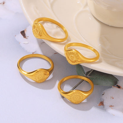 18K Gold-Plated Sun Ring Trendsi