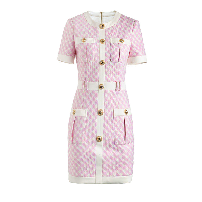 Heavy Industry Rivet Button Waist Stitching Dress Aclosy