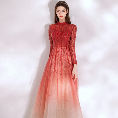 Women's Red High End Style Banquet Evening Dress Aclosy