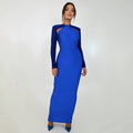Women's Fashion Tight Long Sleeve Stitching Dress Aclosy