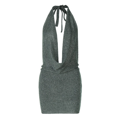 Women's Fashion Backless Lace-up Wool Dress #aclosyESL