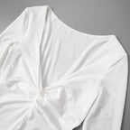 Akaila Low Cut Long Sleeve Ruffled Mini Dress