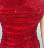 Red Sequin Feather Mini Dress – Luxury Party Style