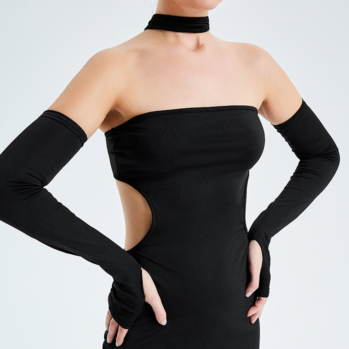 Sexy Cut Out Slim Strapless Long Sleeves aclosy