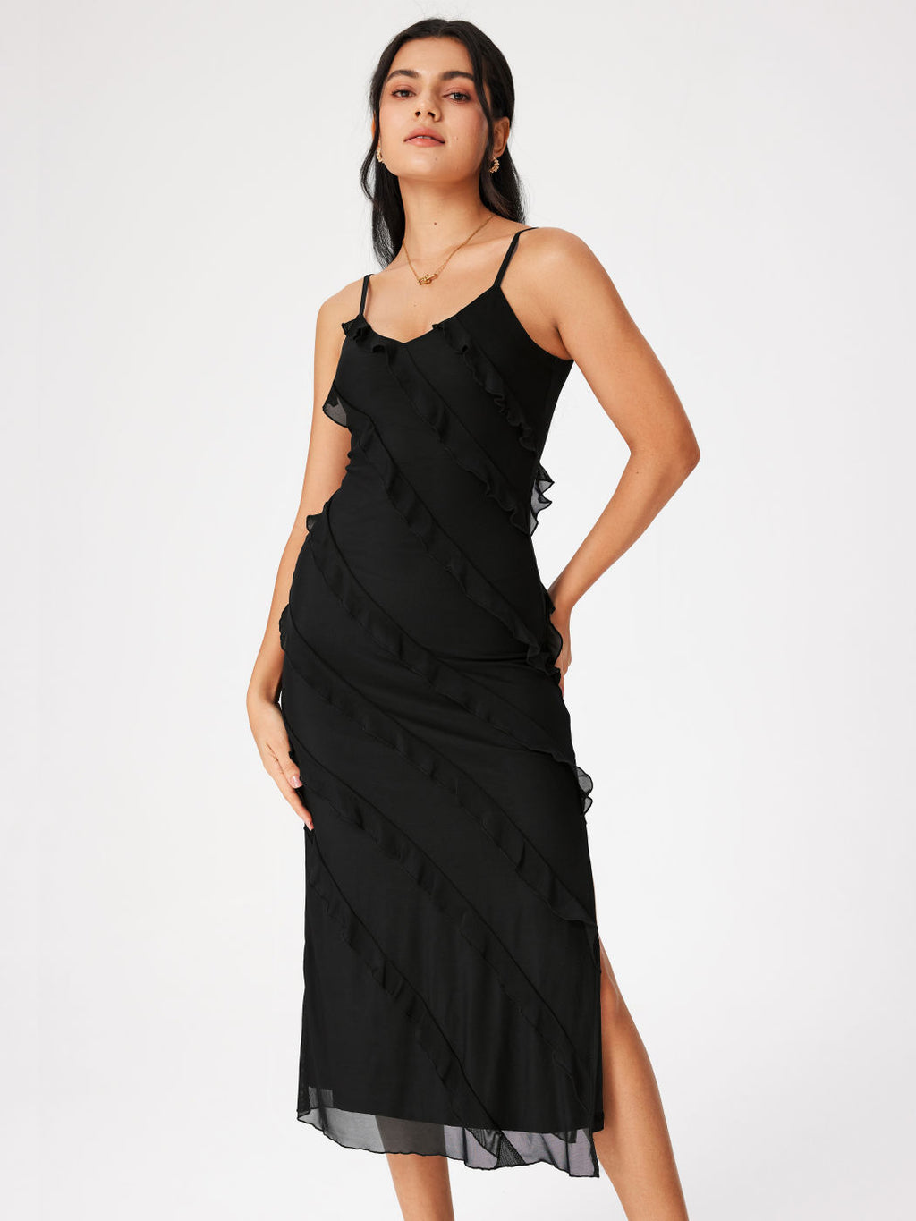 Diablo -lorion Edge Sexy Split Camisole Dress Female 2023 Summer European And American Vacation Style Fashion Small Black Skirt aclosy