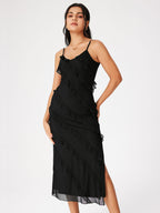 Diablo -lorion Edge Sexy Split Camisole Dress Female 2023 Summer European And American Vacation Style Fashion Small Black Skirt aclosy