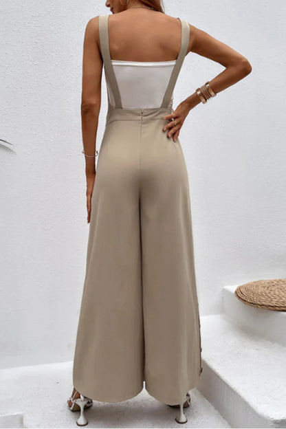 Square Neck Wide Strap Jumpsuit Trendsi