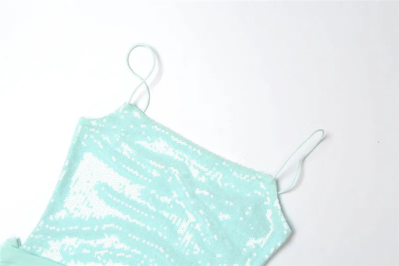 Sequin Gauze Stitching Hip Dress