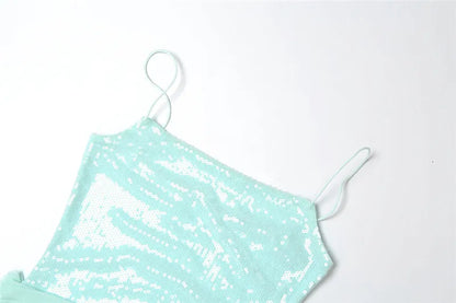 Sequin Gauze Stitching Hip Dress