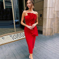 Women Tube Top Pleated Split Sexy Skirt aclosy