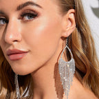 Bohemian Tassel Shiny Long Rhinestone-encrusted Earrings Aclosy