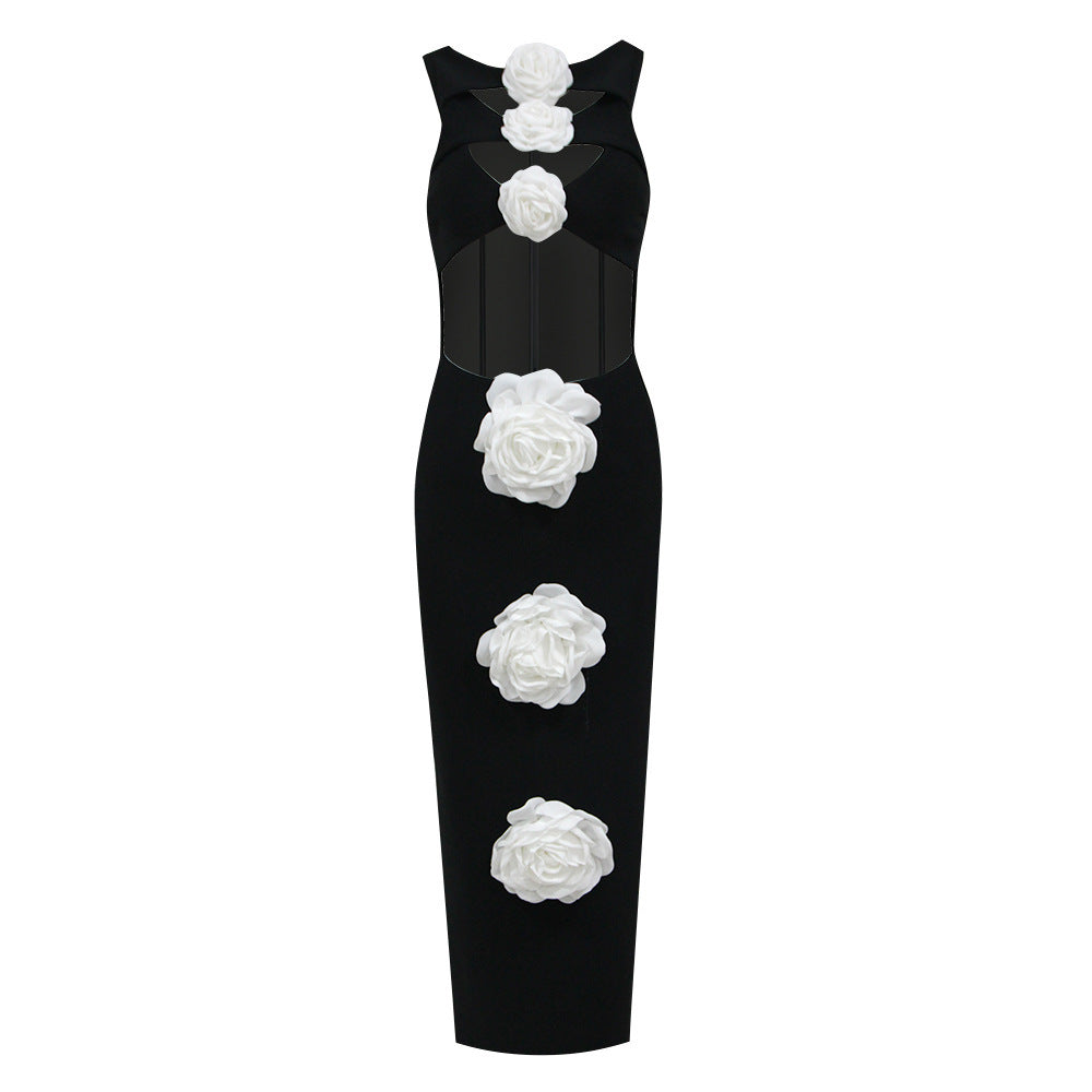 black bandage midi dress Sgen Rose Detail Black Bandage Midi Dress – Aclosy