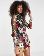 Three-dimensional Flower Sheath Sexy Dress Europe And America Cross Border Spring And Summer New Aclosy