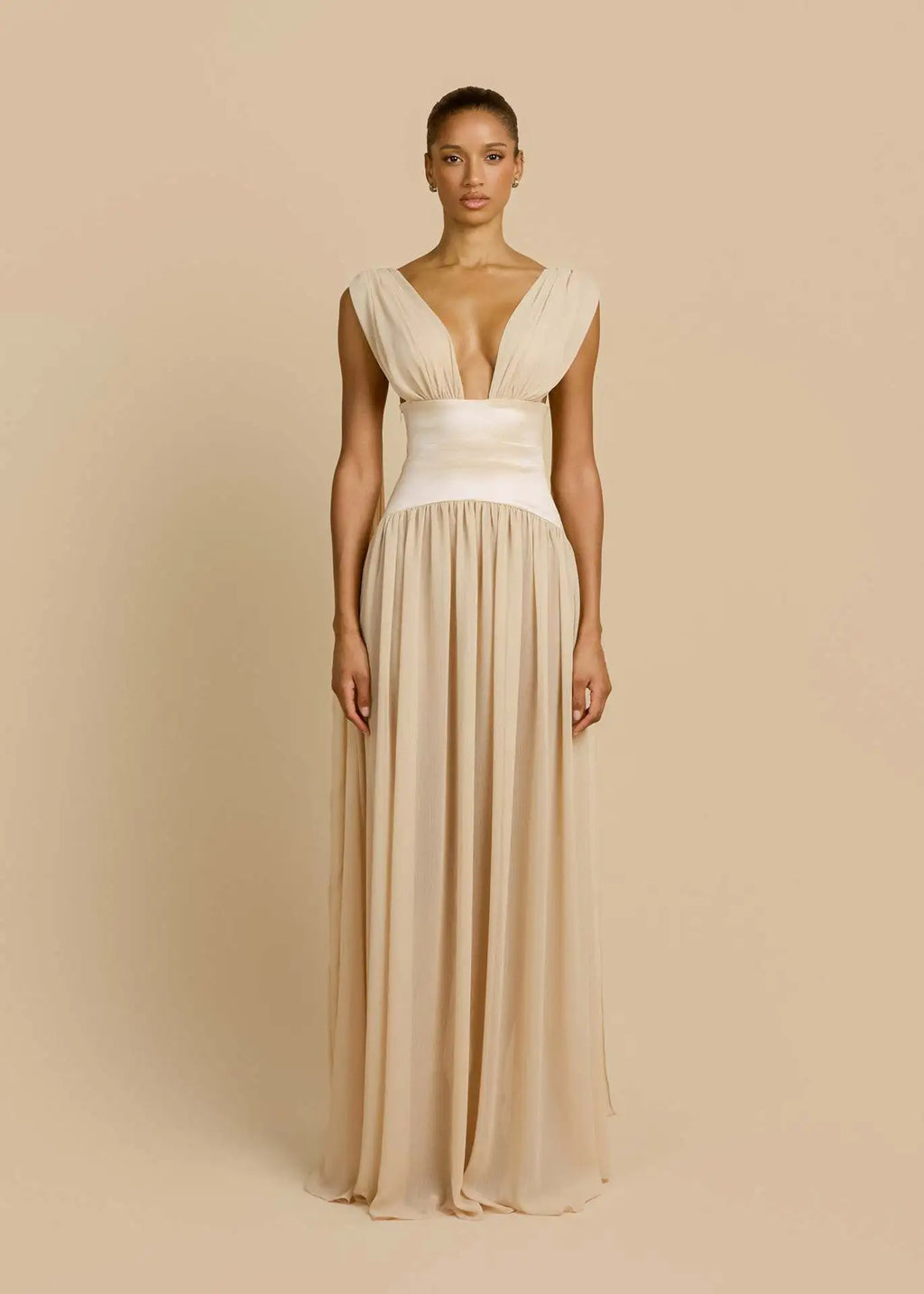 Maelle Draped Chiffon Maxi Dress