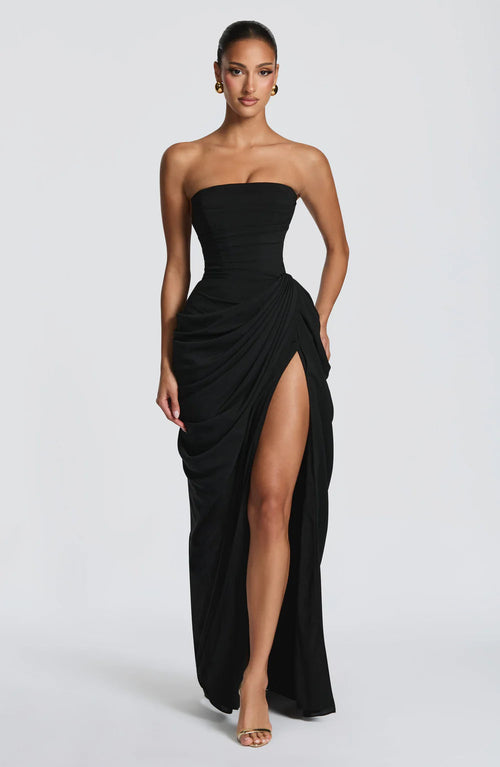 ATHENA MAXI DRESS-BLACK aclosy