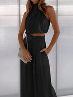 Sashi Suits Casual Sleeveless Midriff-baring sets