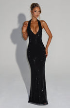 Elegant Sequins Backless Maxi Dress