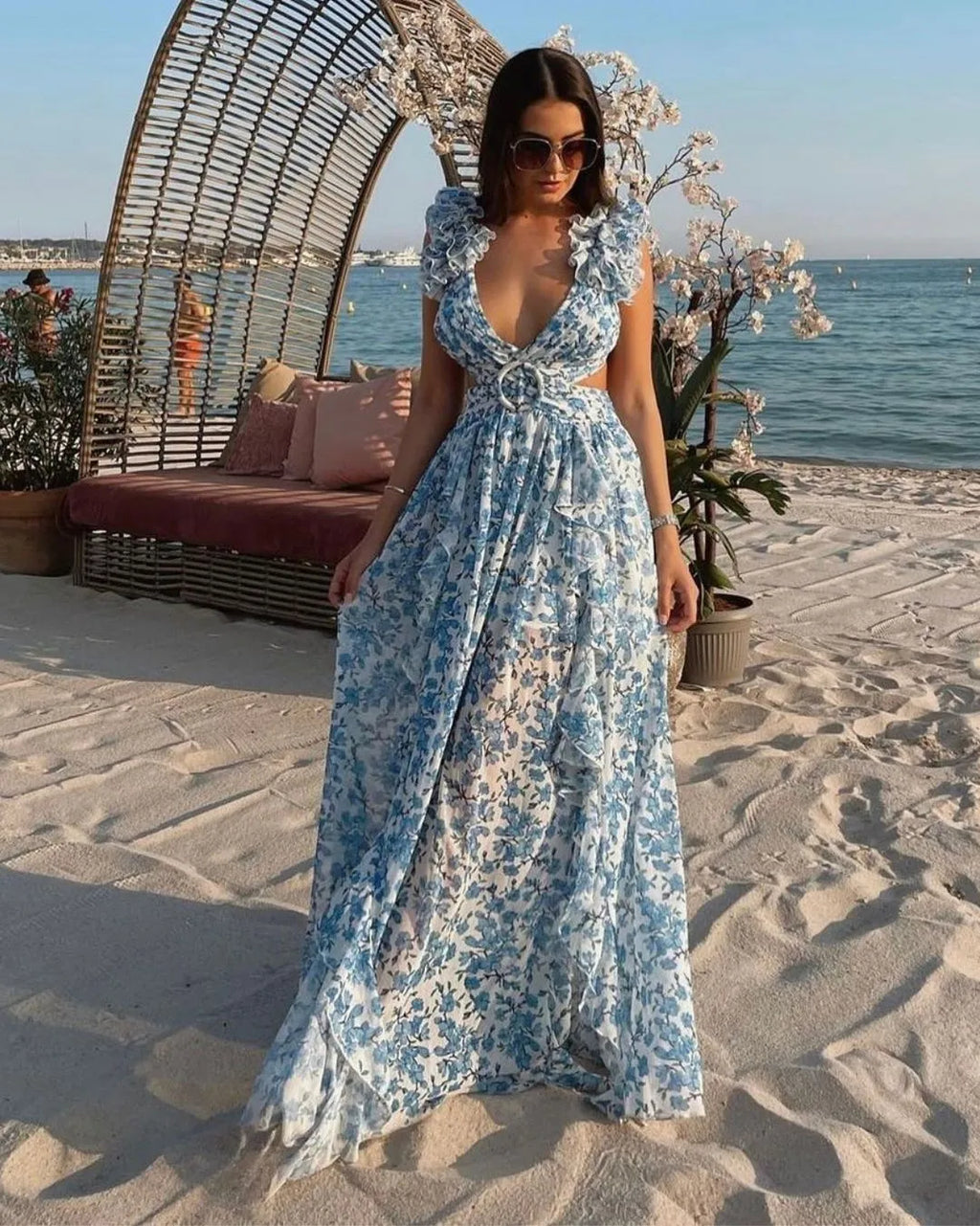Marisol | Halterneck Floral Backless Maxi Dress