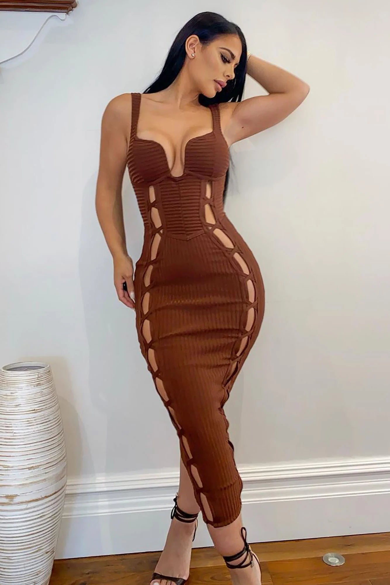 HULA BANDAGE HOLLOW DRESS