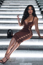 HULA BANDAGE HOLLOW DRESS