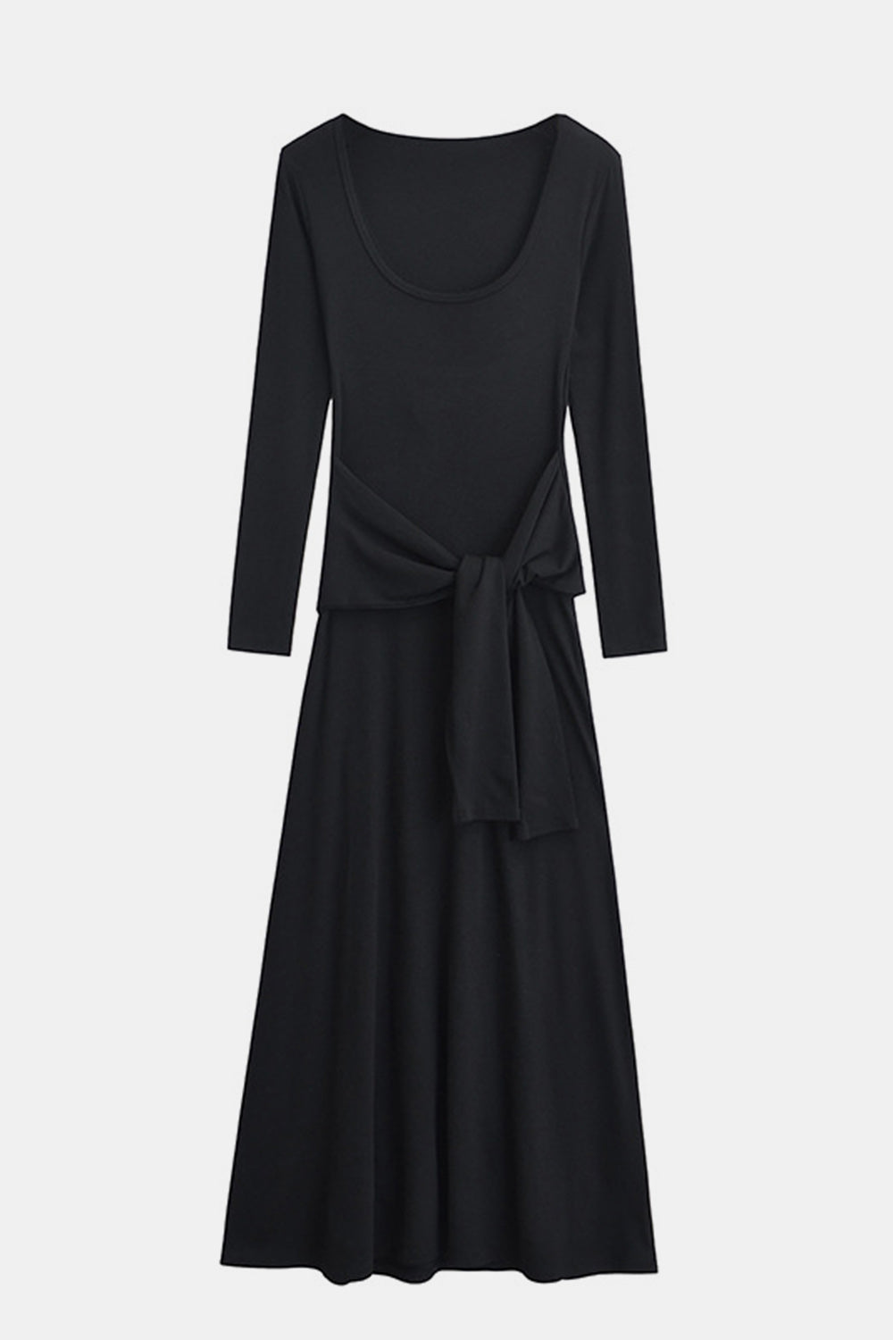 Basic Bae Tied Scoop Neck Long Sleeve Maxi Dress Trendsi