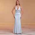Halter Stitching Lace Backless Dress #aclosyESL