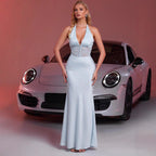 Halter Stitching Lace Backless Dress #aclosyESL