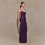 Elegant French-style Strap Casual Maxi Sequin Dress