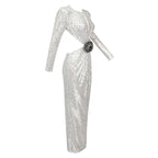 Leisure Women's Sequin Long Dress Elegant Slim Backless High-end Party Aclosy