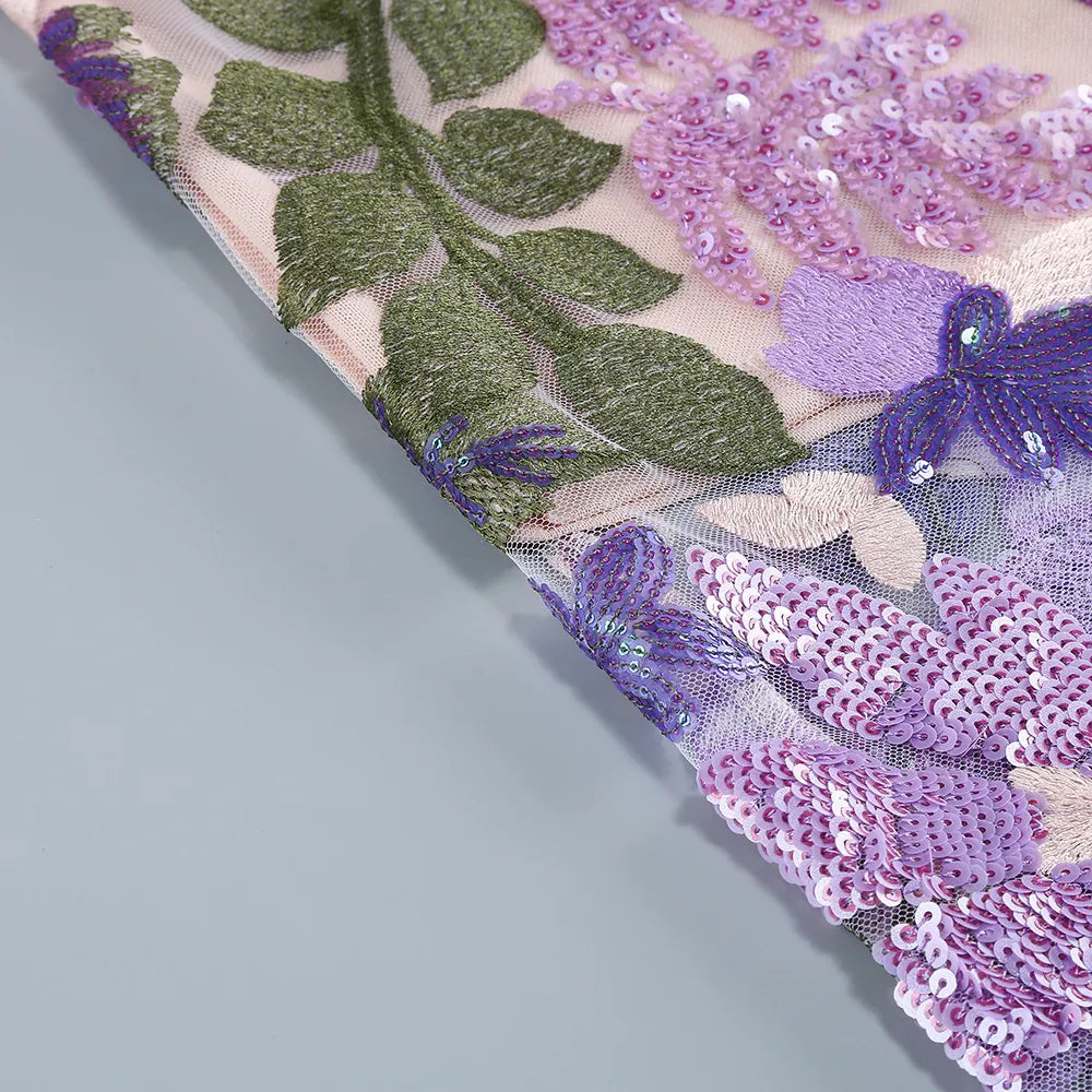 Aleka strapless mesh sequin maxi backless dress