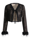 Irregular Skirt Ostrich Hair Patchwork Suit Aclosy