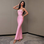 Sleeveless Beaded Long Bandage One-piece Dress Women Aclosy