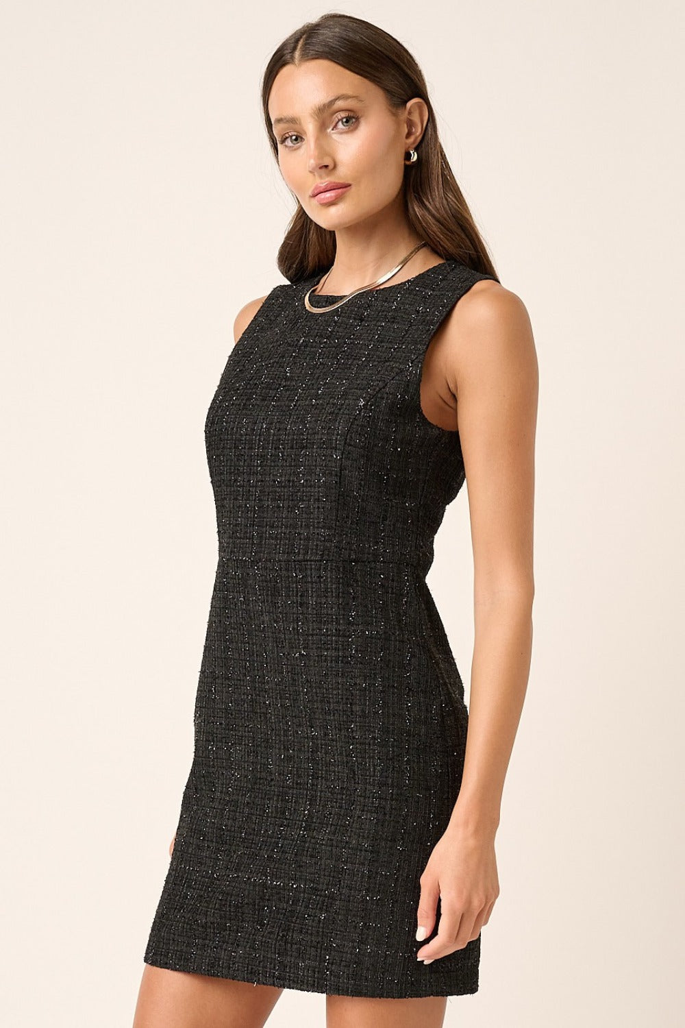 Mittoshop Tweed Sleeveless Mini Dress Trendsi