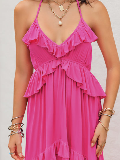 Ruffled Halter Neck Maxi Dress Trendsi