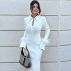 Women's Fashion Temperament Polo Collar Long Dresses Aclosy