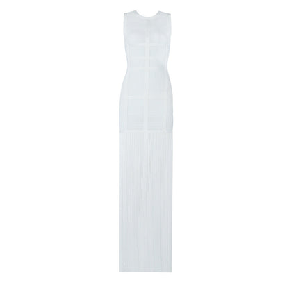 Women's Mesh See-through Mid-length Fringed Dress aclosy