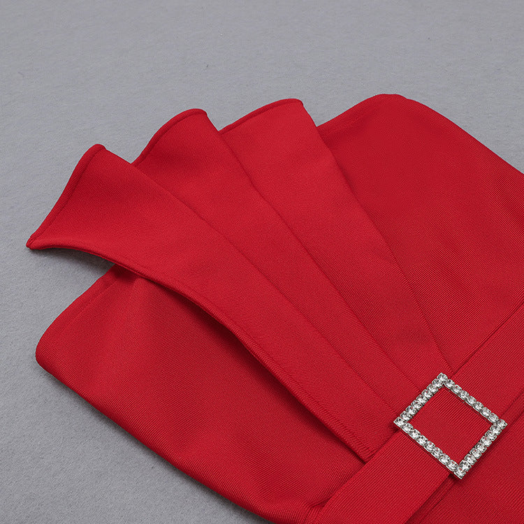 Women Tube Top Pleated Split Sexy Skirt aclosy