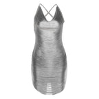 Elika Silver Backless Party Mini Dress