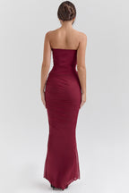 CASSIA CORSET MAXI DRESS-WINE RED