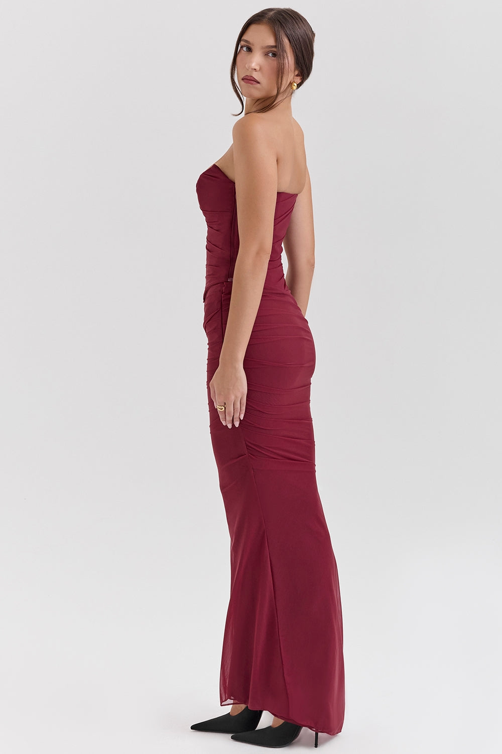 CASSIA CORSET MAXI DRESS-WINE RED