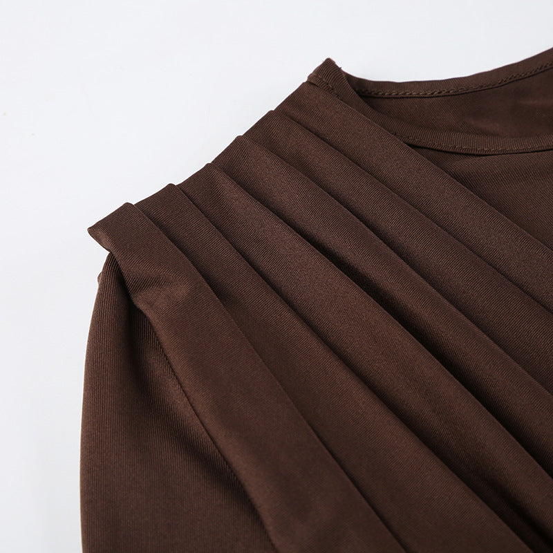 Long Sleeve Irregular Hollow-out Ruffle Hip Skirt