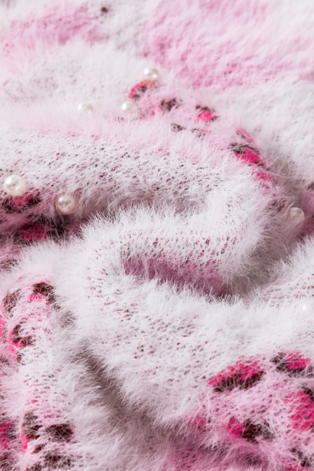 Pearl Detail Heart Round Neck Sweater Trendsi