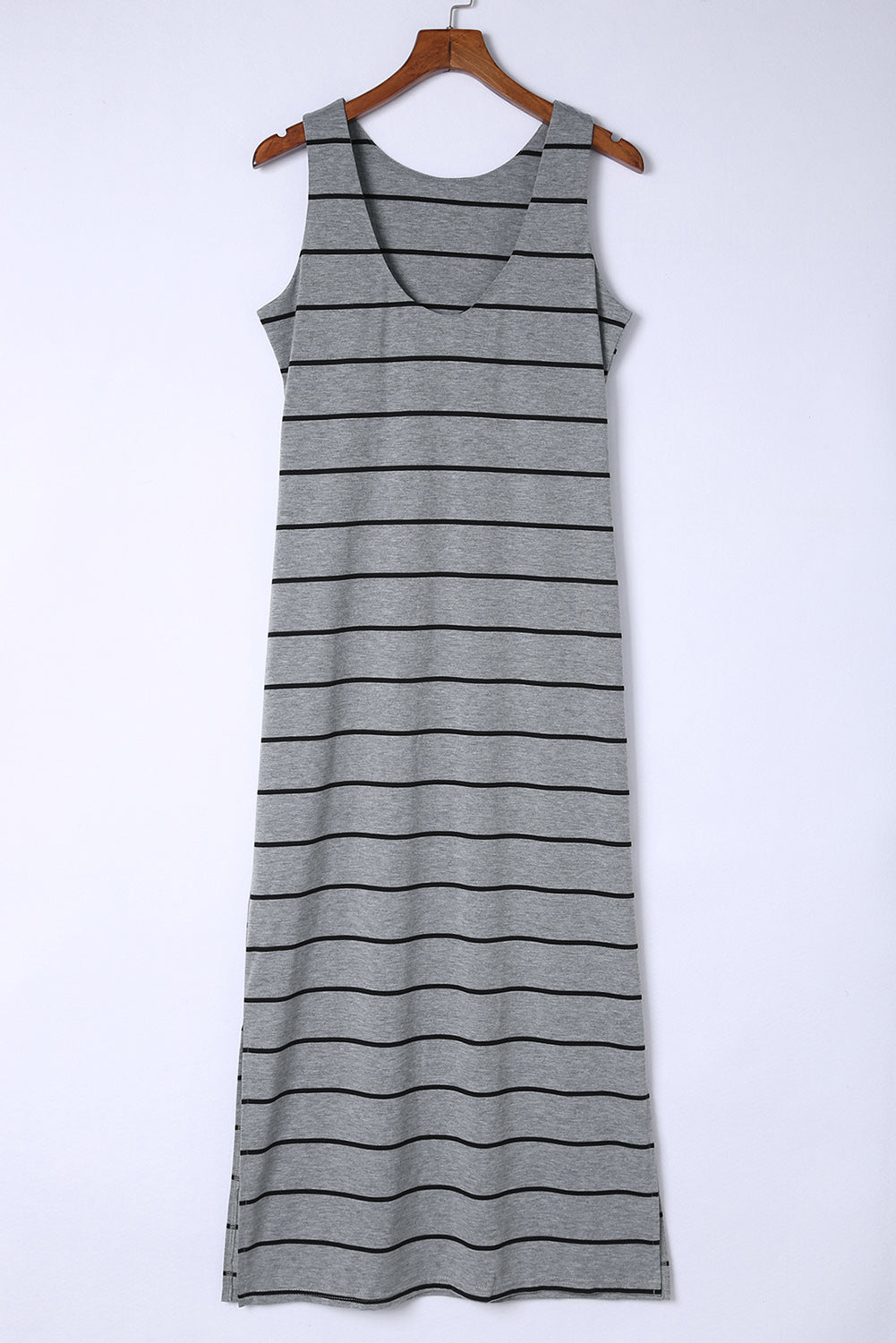 Striped Slit Sleeveless Maxi Dress Trendsi