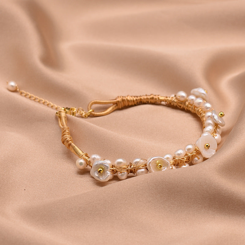 Natural Freshwater Pearl Adjustable Bracelet For Women Aclosy