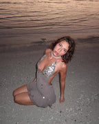 Halter Sequin Vacation Style Backless Dress