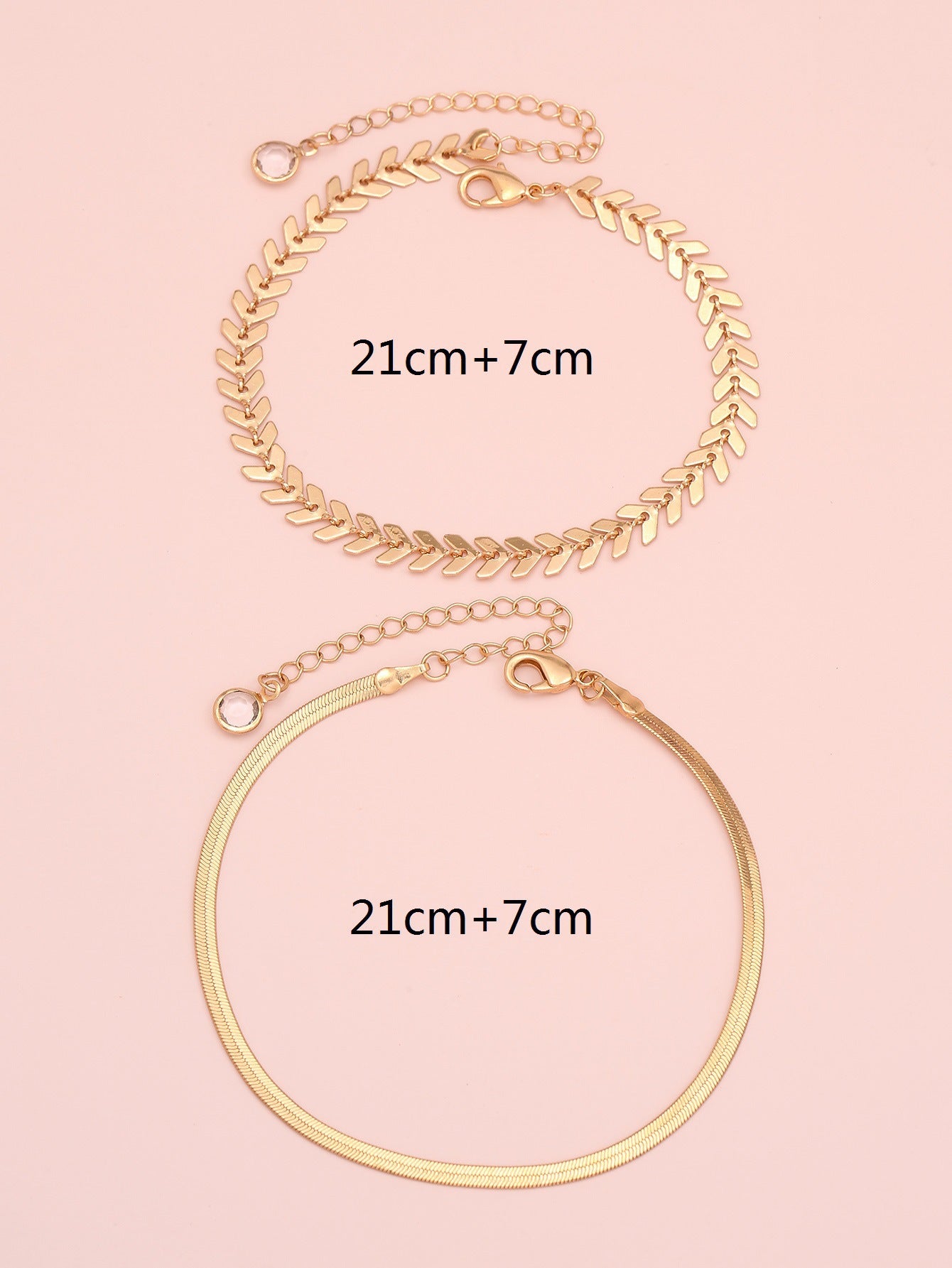 Simple Chain Snake Bones Chain Anklet Two-piece Set aclosy
