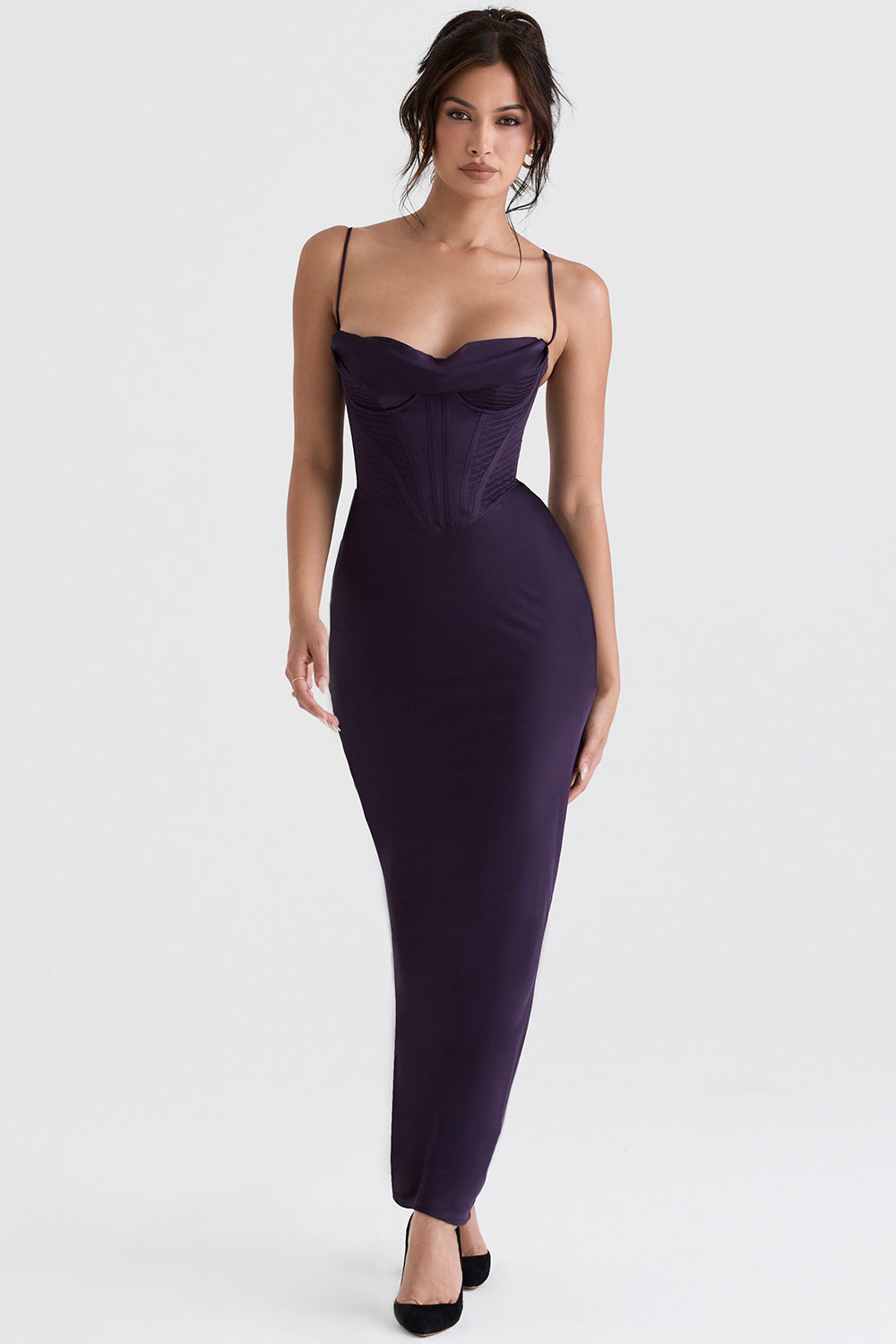 Elegant Corset Maxi Dress-Dark Purple Aclosy Elegant Corset Maxi Dress-Dark Purple Aclosy