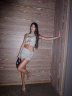 Flower Decoration Elegant Rhinestone Dress Aclosy