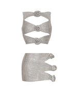 Flower Decoration Elegant Rhinestone Dress Aclosy