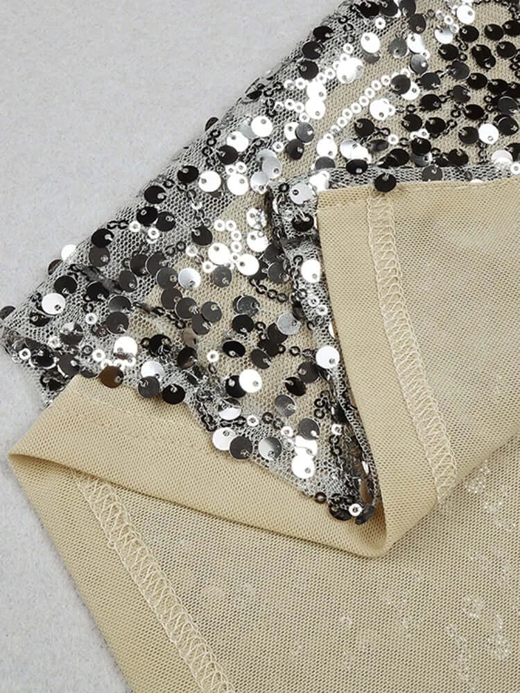 Bride Puff Sleeves Prom Dress-Silver aclosy